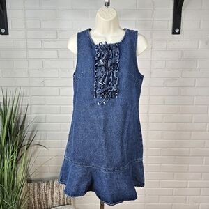 Cider Denim Sleeveless Mini Dress with Ruffle Detail Small